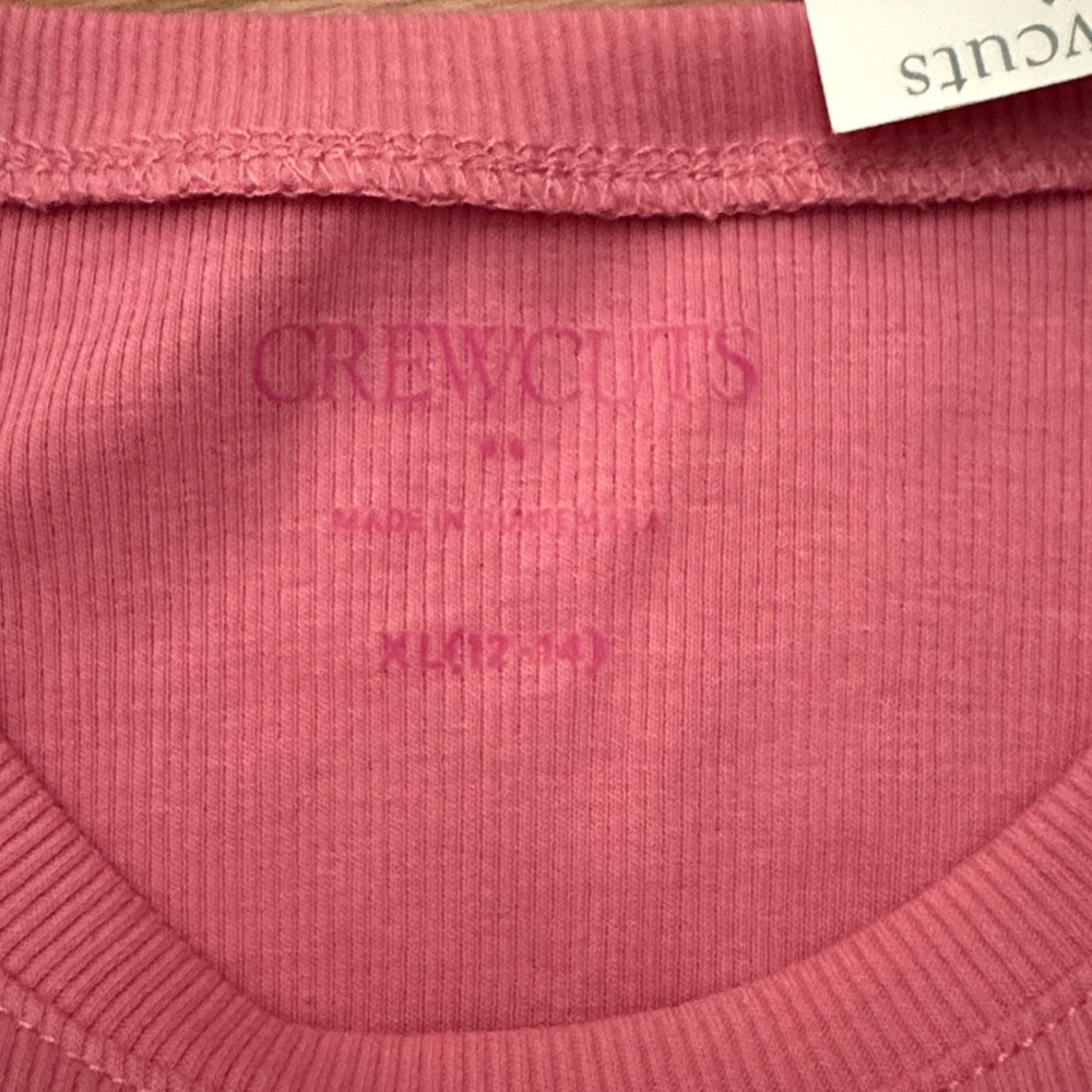 Crewcuts Pink Ribbed Knit Top with Subtle Ruffle Detail - Picture 2 of 4